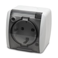 Priza Schuko cu capac aplicata 16A IP54 gri Eva - detaliu