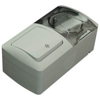 Priza cu capac + intrerupator cap scara aplicat 16A IP54 gri Eva