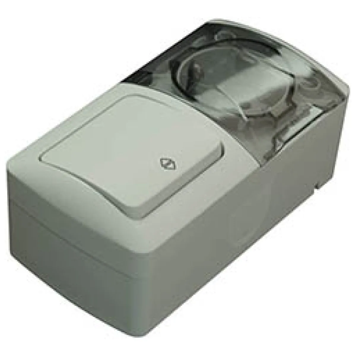 Priza cu capac + intrerupator cap scara aplicat 16A IP54 gri Eva