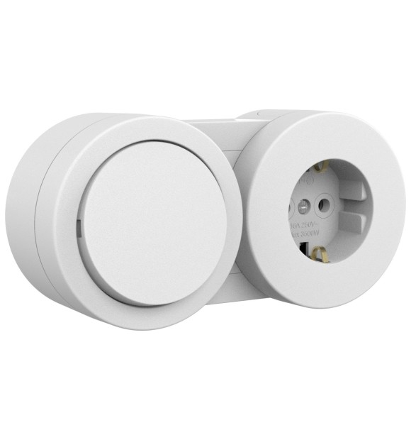 Priza cu intrerupator simplu aplicat 16A IP54 alb Xone Ovivo