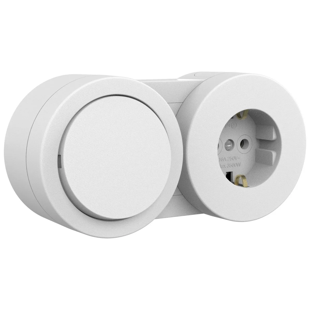 Priza cu intrerupator simplu aplicat 16A IP54 alb Xone Ovivo