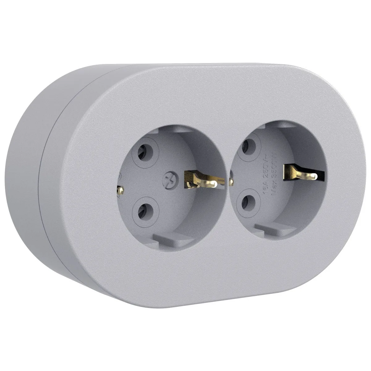 Priza dubla Schuko aplicata 16A IP54 gri Xone - Ovivo
