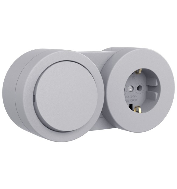 Priza cu intrerupator aplicat 16A IP54 gri, gama Xone Ovivo