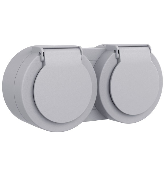Priza Schuko cu capac aplicata 16A IP54 gri Xone Ovivo