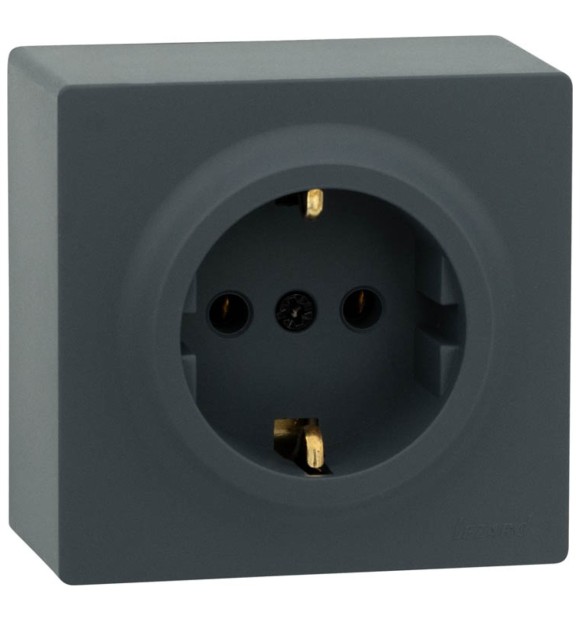Priza Schuko aplicata 16A gri grafit Leto - Lezard