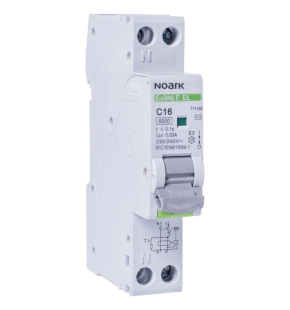 Diferential RCBO 16A 1P+N curba B 30mA 6kA, 1 modul