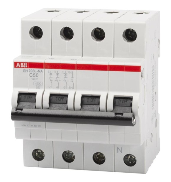 Intrerupator automat 50A 3P+N curba C 4.5kA SH203-L-NA