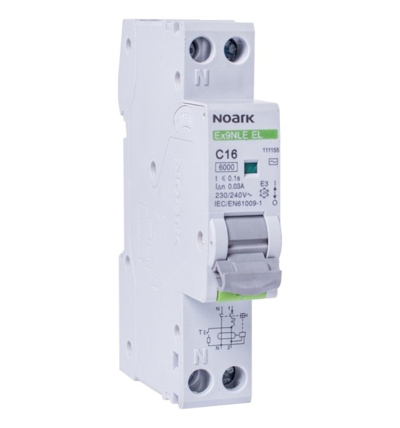 Intrerupator diferential RCBO 16A 1P+N curba C 30mA tip AC