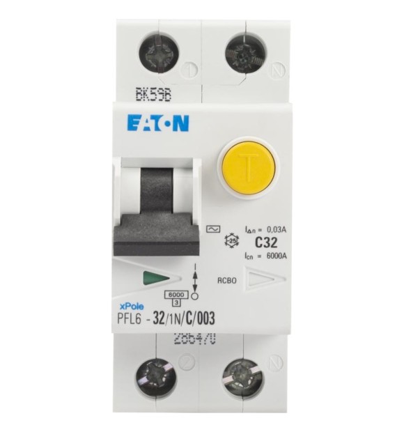 Intrerupator diferential RCBO 32A 1P+N curba C 30mA 6kA Eaton
