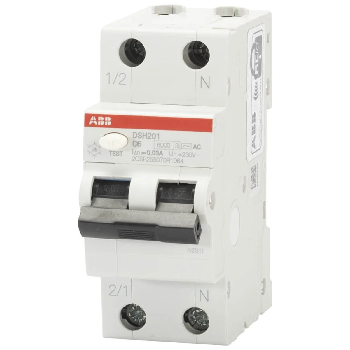 Intrerupator Diferential RCBO 6A 1P+N C 6kA 30mA DSH201