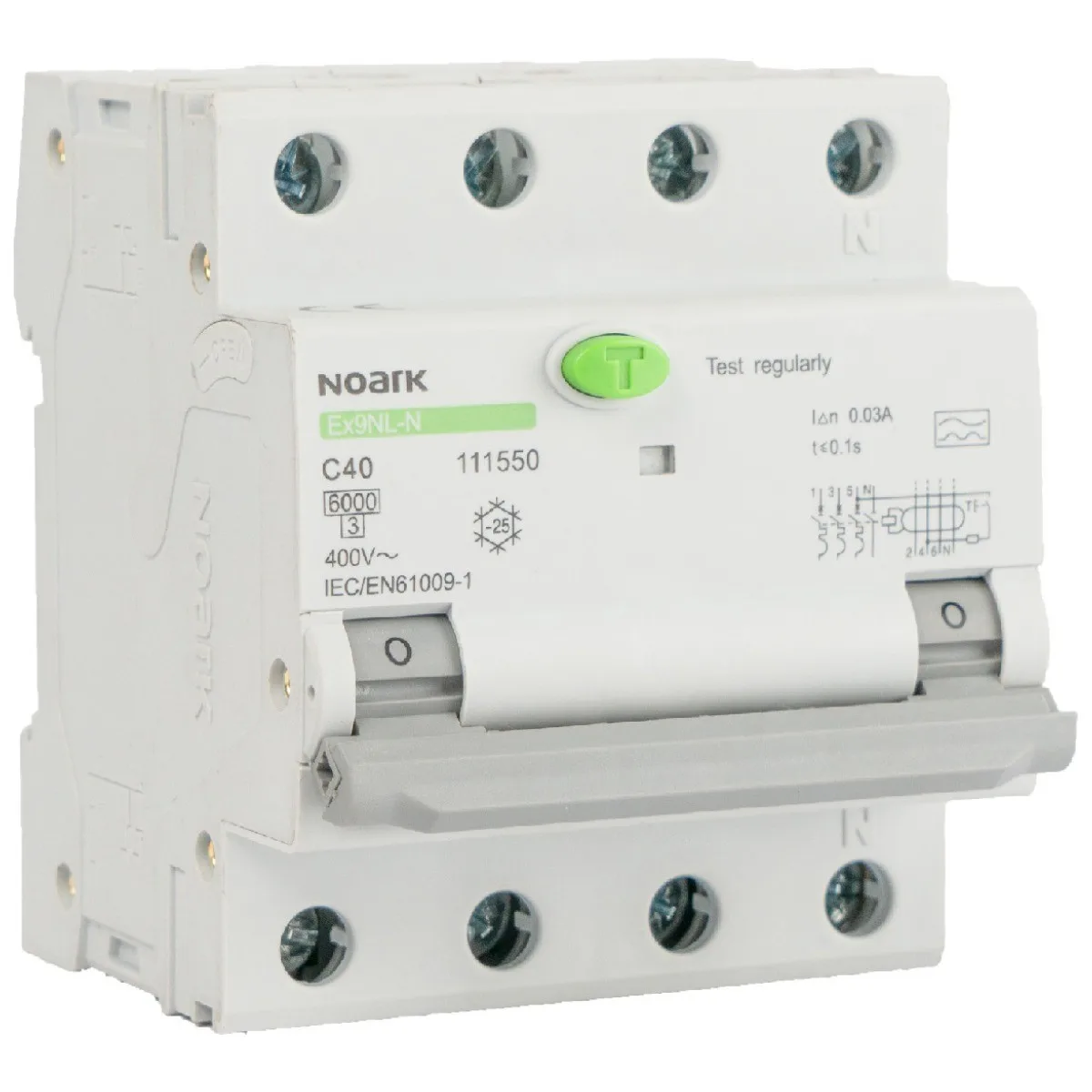 Diferential RCBO 16A 3P+N curba C 30mA tip A 6kA Noark