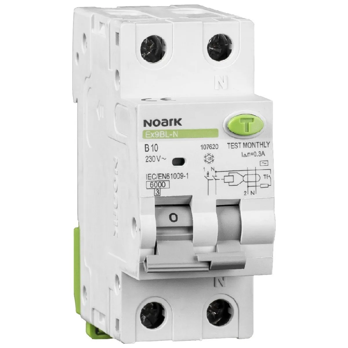 Intrerupator diferential RCBO 6A 1P+N curba C 30mA tip AC Ex9BL-N