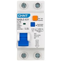 Intrerupator diferential RCBO 16A 1P+N curba C 30mA tip AC, Chint - detaliu