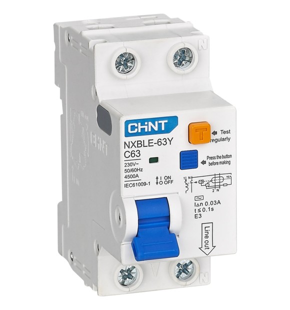 Intrerupator diferential RCBO 40A 1P+N curba C 30mA tip AC, Chint