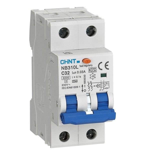 Intrerupator diferential RCBO 32A 3P+N curba C 30mA tip AC, 6kA