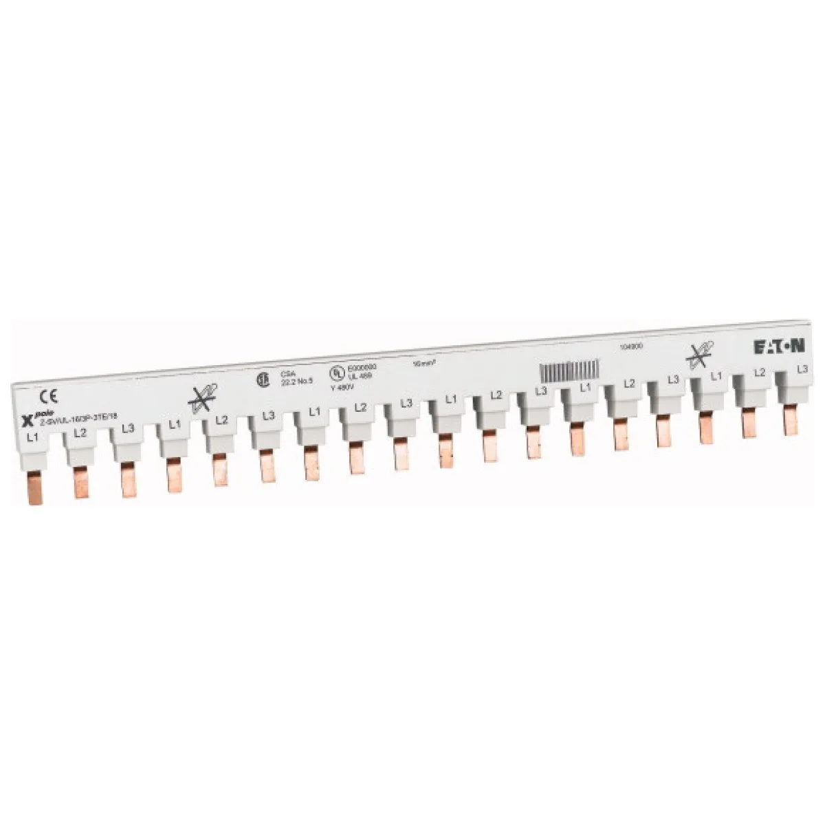 Bara Pin Tripolara 16A 1 Modul Eaton, Conexiune 3P pe Sina DIN