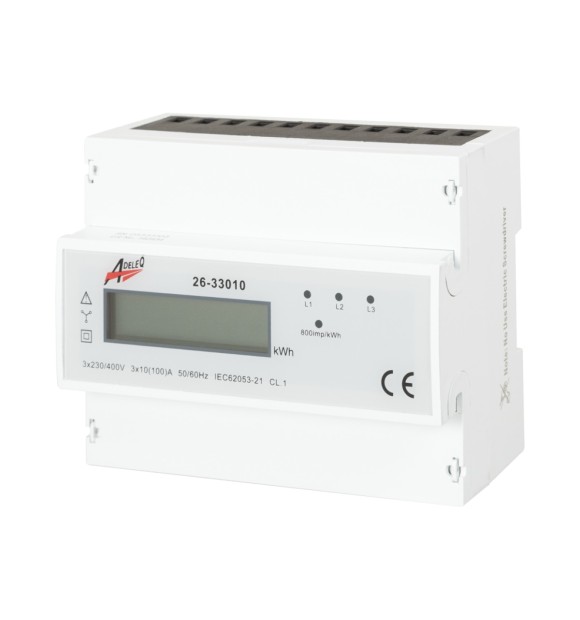 Contor trifazat digital pe sina DIN 3x100A, afisaj 4 module