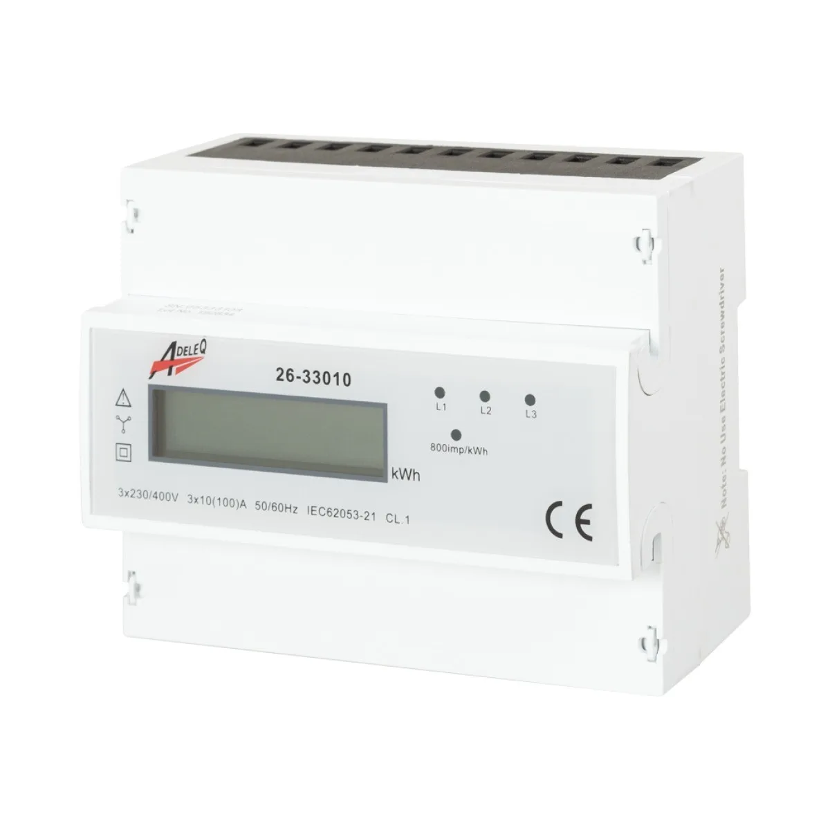 Contor trifazat digital pe sina DIN 3x100A, afisaj 4 module