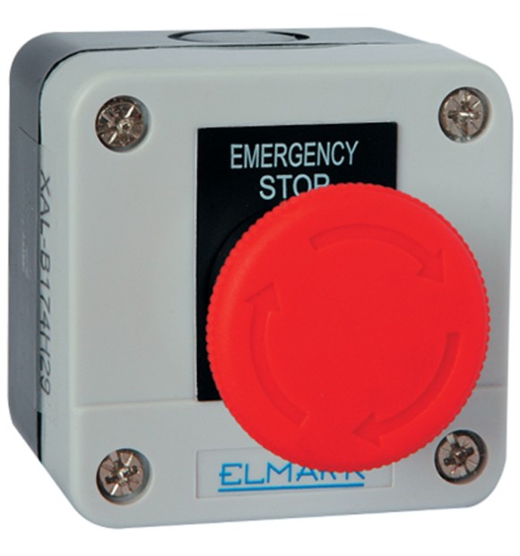 Buton ciuperca cu revenire 6A 1NC IP44 rosu, 22mm, oprire urgenta