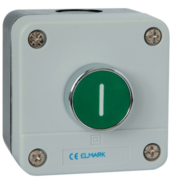Buton cu revenire verde 22mm 1NO IP44 pentru tablou - Elmark