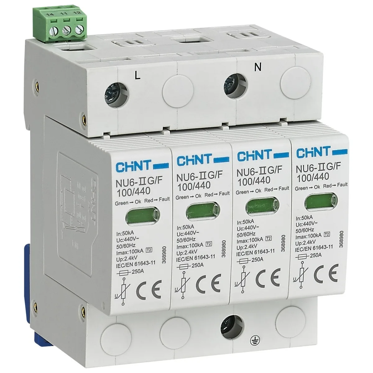 Descarcator supratensiuni 4P 20kA 275V AC Clasa 2 (Tip 2) Chint