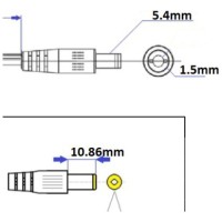 Stecher alimentare banda LED 12V, 60W, 5A, IP20 - sursa cu mufa - vedere laterala