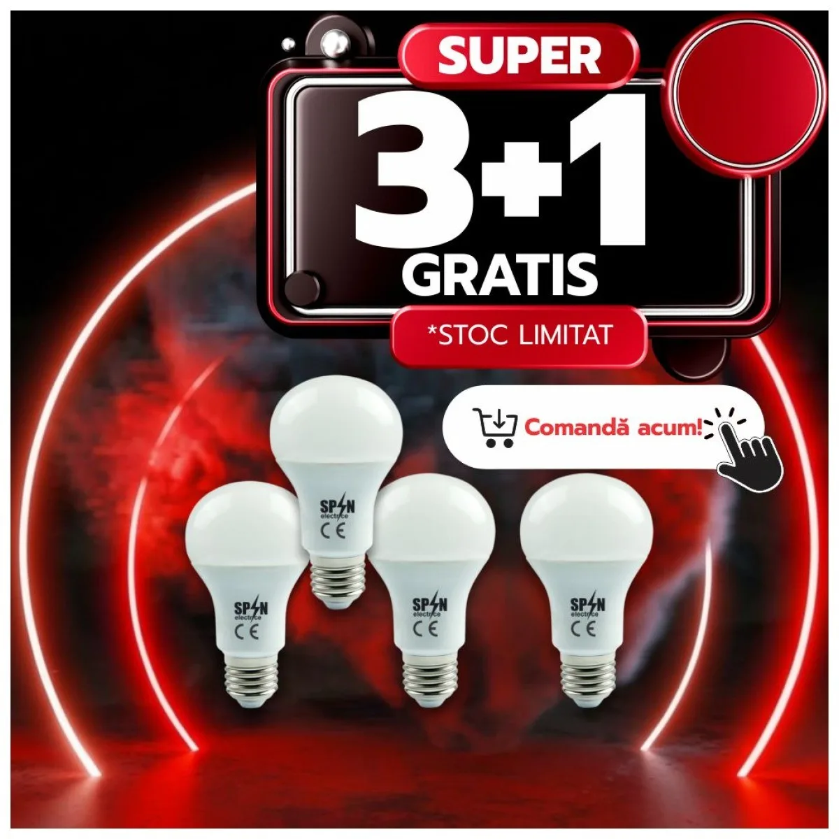 Bec LED E27 A60, 8W 70W, lumina rece 6400K, 880Lm, set 4 buc