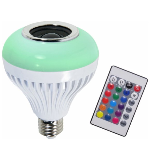 Bec LED RGB E27 12W cu telecomanda si Bluetooth, IP20