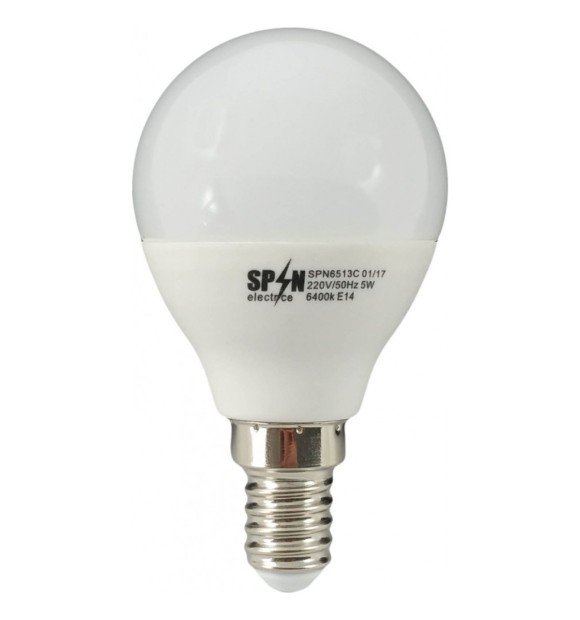 Bec LED glob G45 E14, 5W 45W, 6400K lumina rece, 450lm