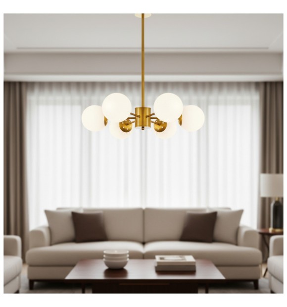 Lustra Cosmo Aurie 6xE27 60W, 600x680 mm, Metal si Sticla