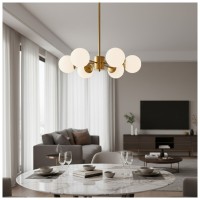 Lustra Cosmo Aurie 6xE27 60W, 600x680 mm, Metal si Sticla - vedere laterala