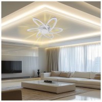 Lustra LED 108W cu 6 brate, 3 culori 3000K-6500K, telecomanda, 700x700mm - vedere laterala