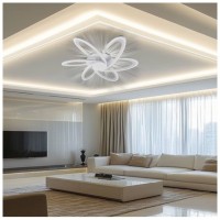 Lustra LED 108W cu 6 brate, 3 culori 3000K-6500K, telecomanda, 700x700mm - imagine 8