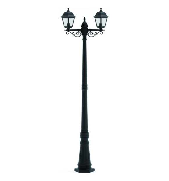 Stalp Iluminat Exterior 2 Brate Negru 2xE27 40W IP44, 2.2m