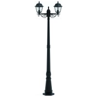 Stalp Iluminat Exterior 2 Brate Negru 2xE27 40W IP44, 2.2m