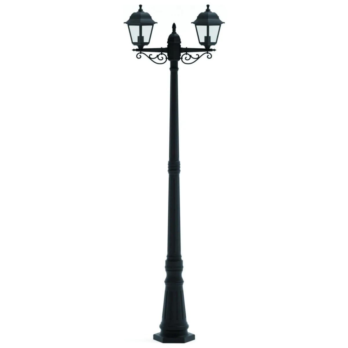 Stalp Iluminat Exterior 2 Brate Negru 2xE27 40W IP44, 2.2m