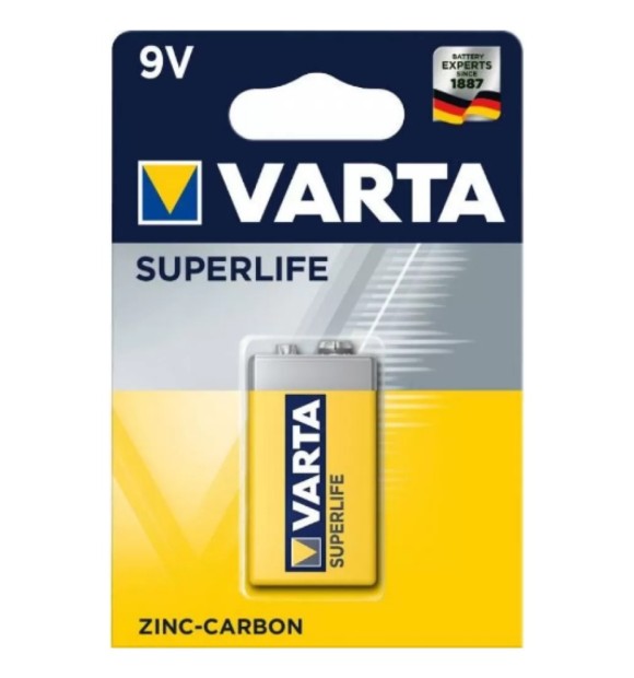 Baterie Varta SuperLife 9V bloc alcalina, format 6F22 / PP3