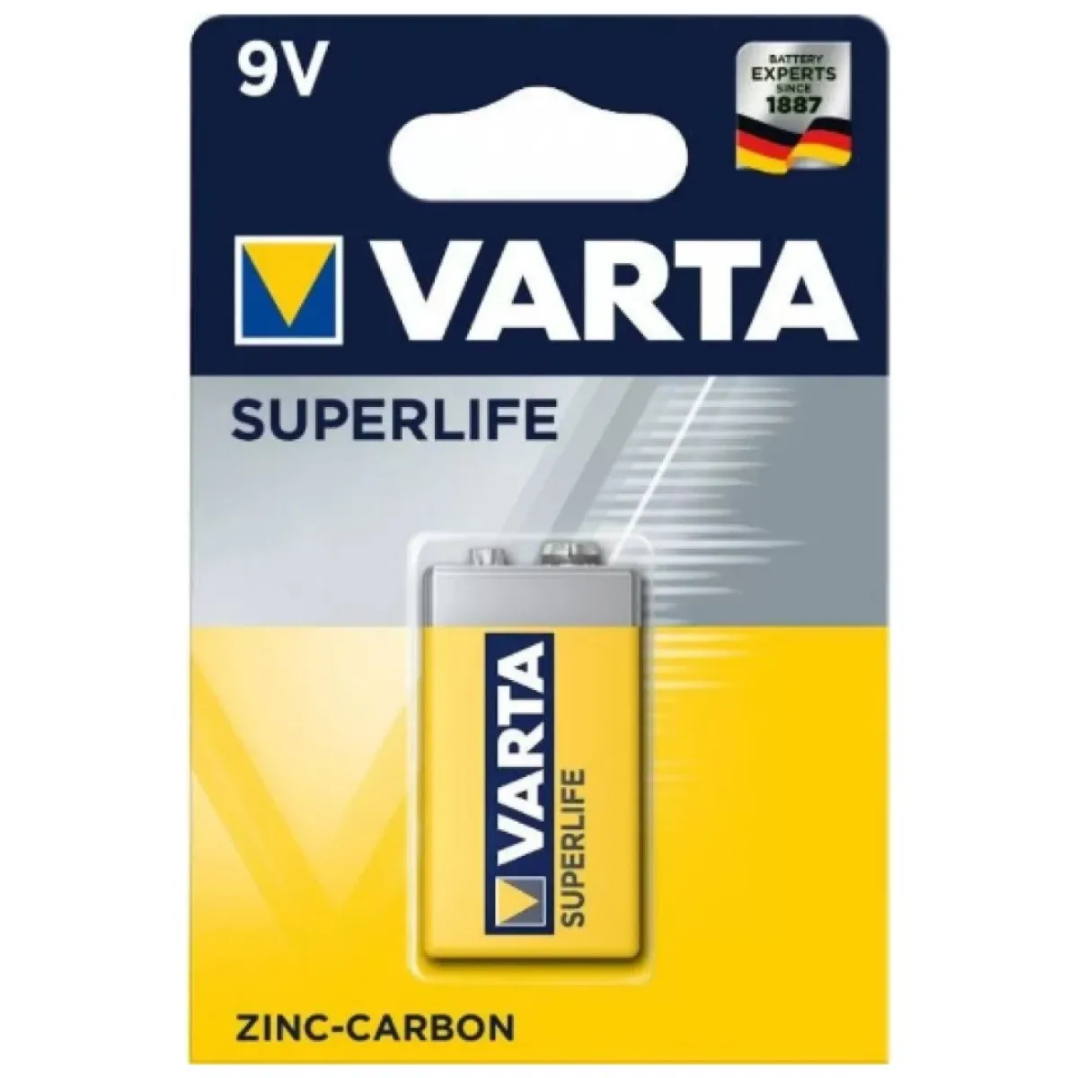 Baterie Varta SuperLife 9V bloc alcalina, format 6F22 / PP3