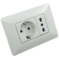 Suport cu Rama 3 Module Spin Neo, Plastic Alb-Gri, Montaj Ingropat - ambalaj