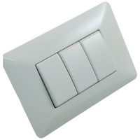 Suport cu Rama 3 Module Spin Neo, Plastic Alb-Gri, Montaj Ingropat - imagine 5