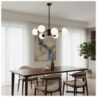 Lustra Cosmo negru cu 6 brate, 6xE27, 60W, 600x680mm, IP20 - vedere laterala