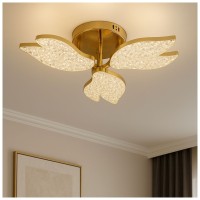 Lustra LED 3 Brate Aurie 40W 4300lm Dimabila CCT cu Telecomanda