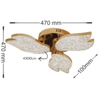 Lustra LED 3 Brate Aurie 40W 4300lm Dimabila CCT cu Telecomanda - vedere laterala