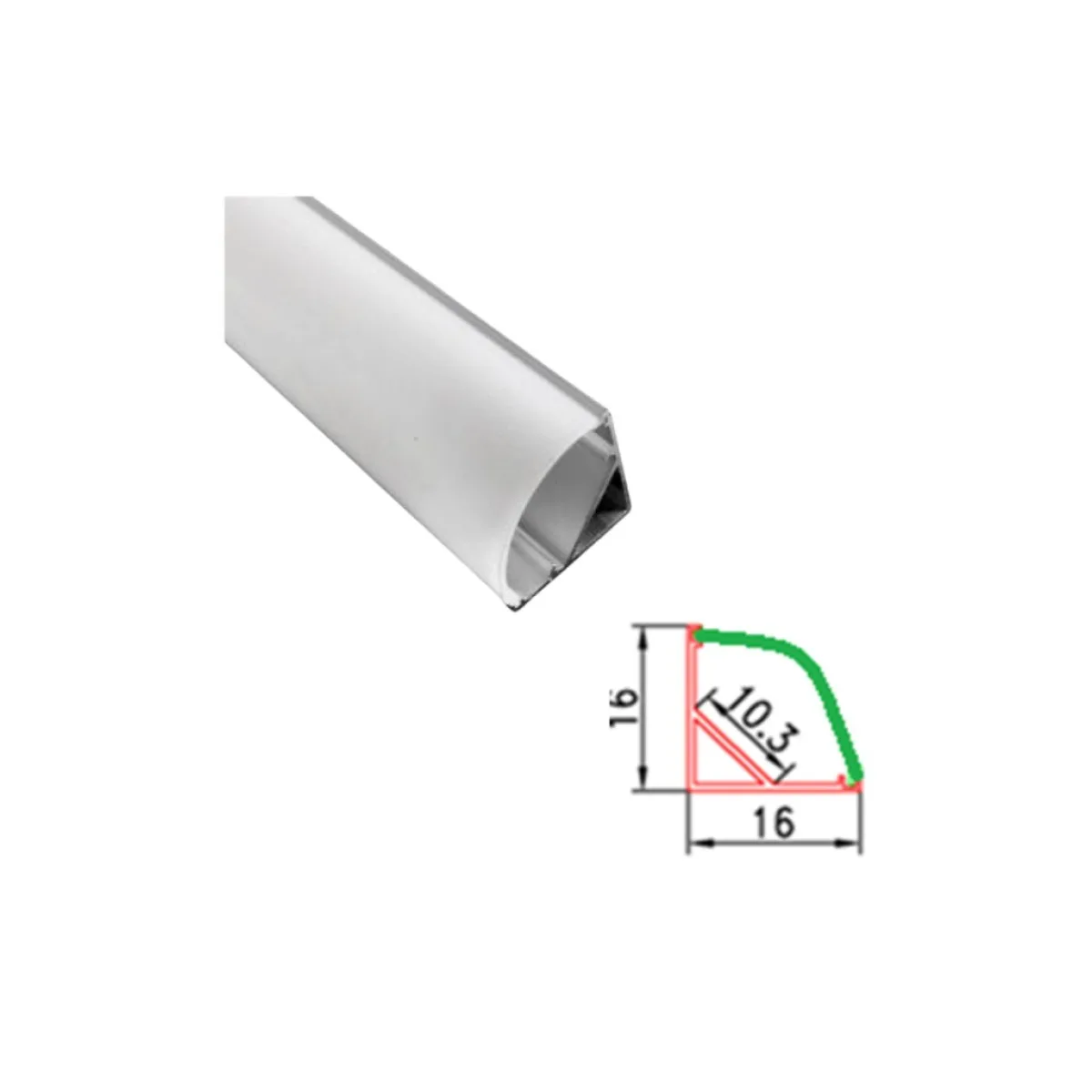 Profil Aluminiu Colt 1m pentru Banda LED, 16x16mm, Rotunjit, IP20