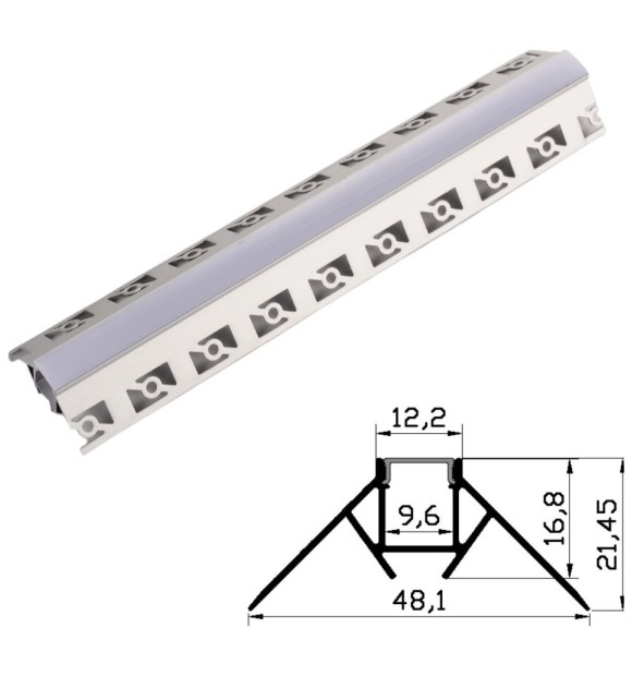 Profil Aluminiu pentru Rigips 1m colt exterior 48.1x21.45mm