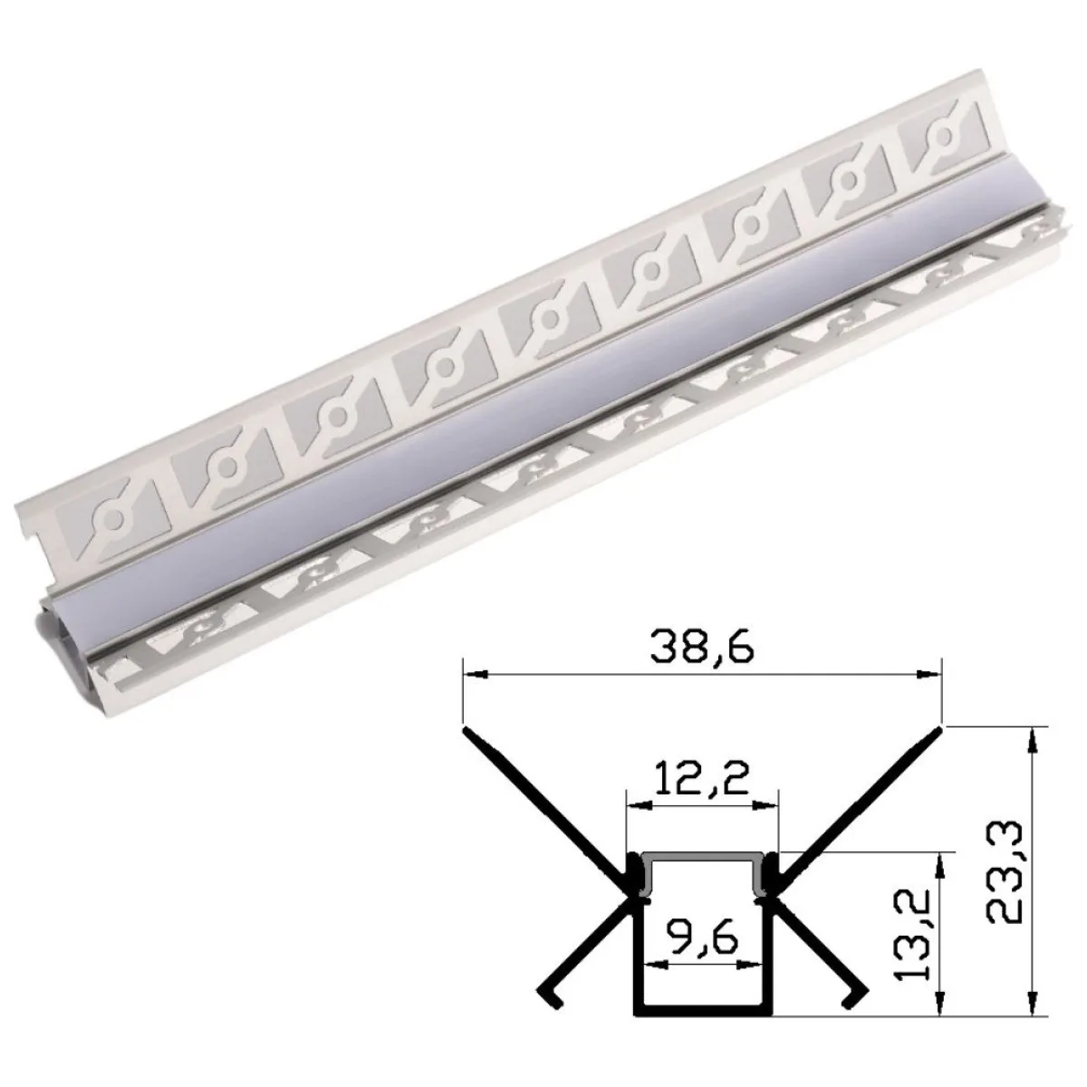 Profil Aluminiu Rigips Colt Interior 1m, 38.6x23.3mm, IP20