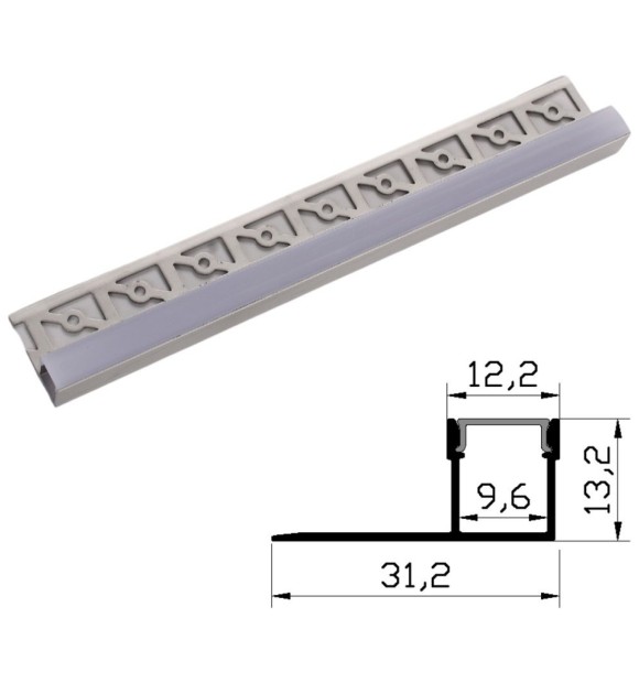 Profil Aluminiu Rigips 1m Perete Terminal 31.2x13.2mm pentru Banda LED