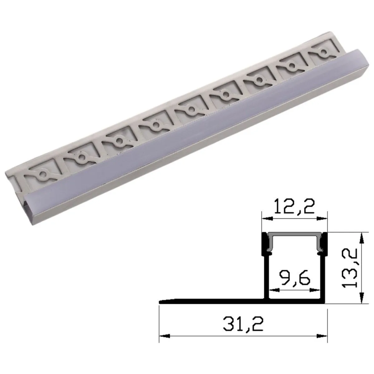 Profil Aluminiu Rigips 1m Perete Terminal 31.2x13.2mm pentru Banda LED