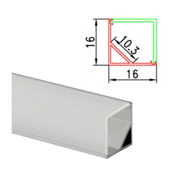 Profil Aluminiu Colt 90 Grade 2m pentru Banda LED 16x16/10.3mm