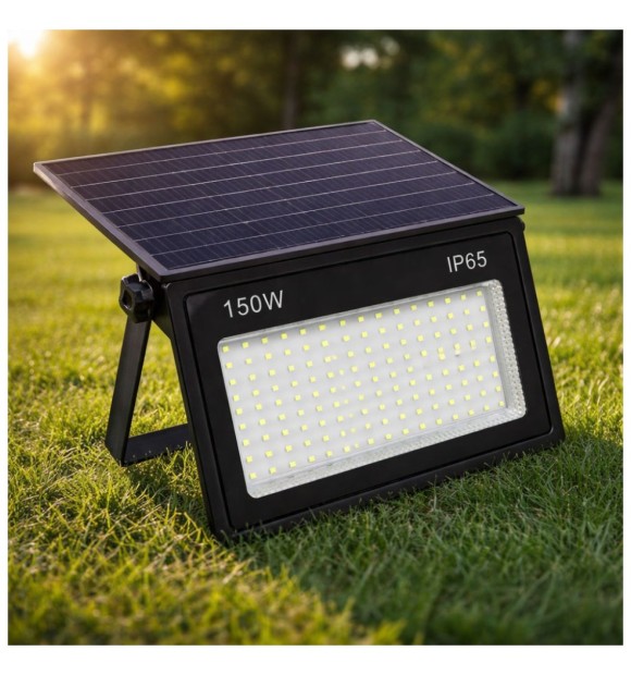 Proiector LED 150W cu panou solar integrat, 1600lm, IP65, 6500K